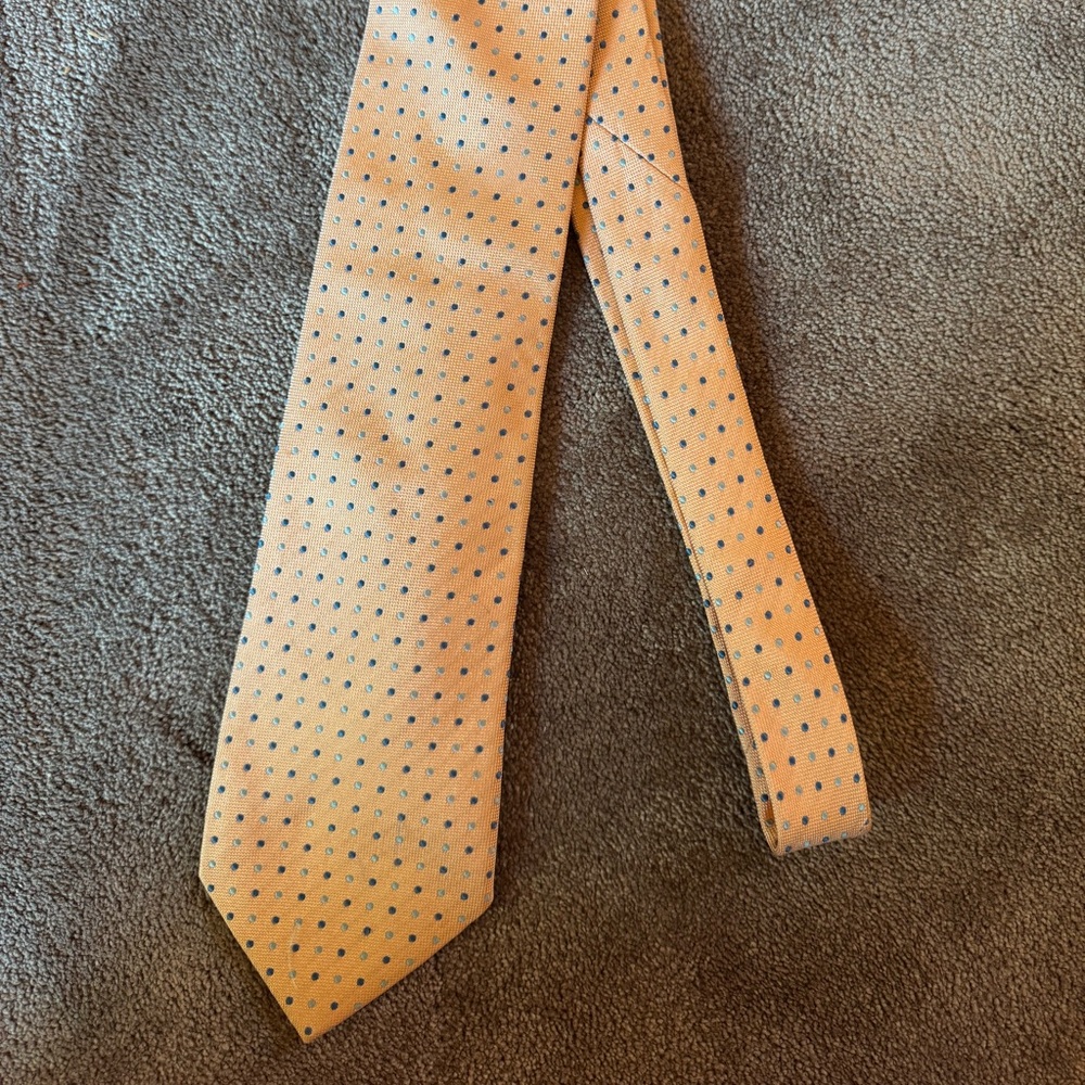 Tailorbyrd Butter Yellow and Blue Polka Dot Tie